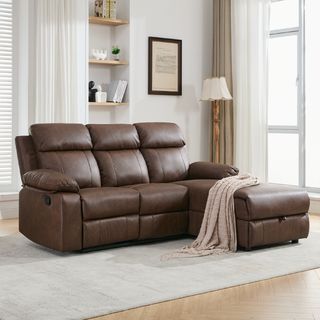 (1/2)PULITO โซฟาหนัง 3 ที่นั่ง รุ่น KONRAD ขนาด 197x168.5x100 ซม. สีน้ำตาล