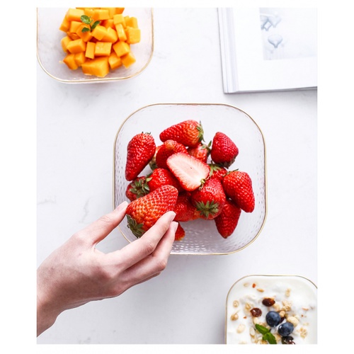 ADAMAS ถ้วยแก้วทรงเหลี่ยมขอบทอง 4นิ้ว JORINA-G