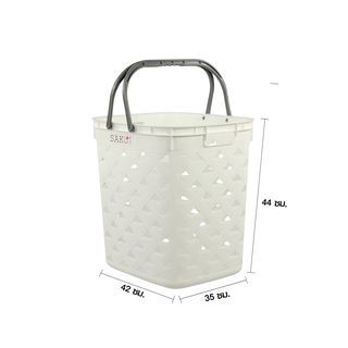 SAKU ตะกร้าลายหนัง รุ่น FT-503/A ขนาด 42x35x44 ซม. สีขาว (หูเทา)
