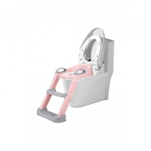 Primo Kids ฝารองนั่งเด็กแบบมีบันได รุ่น E019-009-PK ขนาด 38x40x66 ซม. สีชมพู-เทา 