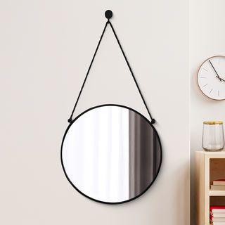 Nice กระจกทรงกลมพร้อมสายแขวน รุ่น เบลว่า-แบล็ค ขนาด 40x40 ซม. สีดำ