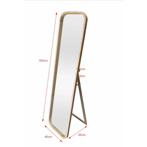 NICE กระจกมีกรอบลายไม้ตั้งพื้น รุ่น วินโซ W40150 ขนาด 40x150x3 ซม. สีไม้อ่อน