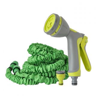 Tree’O Plus ชุดสายยางยืดหดพร้อมปืนฉีดน้ำปรับหัวได้8รูปแบบ รุ่นDYWGH5115 ขนาด5/16” ยาว15เมตร สีเขียวเทา