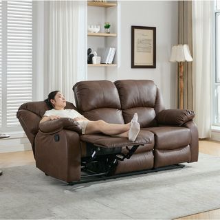 PULITO เก้าอี้พักผ่อนหนังสังเคราะห์ 3 ที่นั่ง รุ่น  KASTOR ขนาด 196x97-167x101-78 ซม. สีน้ำตาล