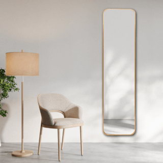 Nice กระจกมีกรอบอะลูมิเนียมทรงเหลี่ยม รุ่น อาเมเรีย-โกลว ขนาด 30x120 ซม. สีทอง 