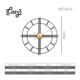 COZY นาฬิกาแขวนติดผนัง รุ่น AUGUST ขนาด 60x60x4.2 ซม. สีดำ