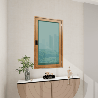 WELLINGTAN หน้าต่างอลูมิเนียมบานเปิด N-ACG0611 60x110CM สีไม้ พร้อมมุ้ง