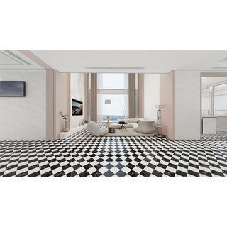 Marbella กระเบื้องเซรามิคปูพื้น 60x60 ซม. รุ่น ไดมอนด์  ไวท์  แบล็ค  MD12 ผิวเงา   (4P)