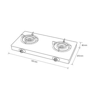 MEX เตาแก๊สตั้งโต๊ะหน้ากระจก 2 หัวเตาทองเหลือง  PCM1608