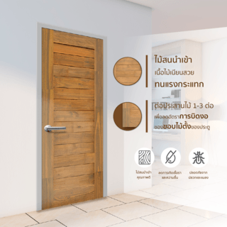 D2D ประตูไม้สน (Pine)  บานทึบทำร่อง Eco Ezero-29  BJ  80x200 ซม. สีเบรินแอช