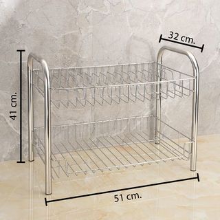 CLOSE ชั้นคว่ำจานสเตนเลส 2 ชั้น 32x51x41 ซม. CHERTAME-2D สีเงิน