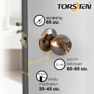 TORSTEN ลูกบิดห้องน้ำ สเตนเลส-304 รุ่น 587 BK-AC สีทองแดงรมดำ