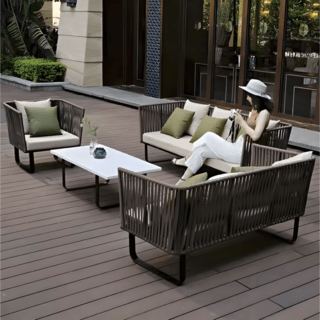 SUMMER SET โซฟา outdoor อลูมิเนียม 2 ที่นั่ง  Tao ขนาด 186x72x69 ซม. สีเบจ