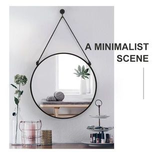 Nice กระจกทรงกลมพร้อมสายแขวน รุ่น เบลว่า-แบล็ค ขนาด 40x40 ซม. สีดำ