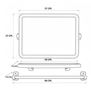 TIGER กระจกชุด 3 ชิ้น ทรงเหลี่ยม รุ่น EMS 01 สีดำ