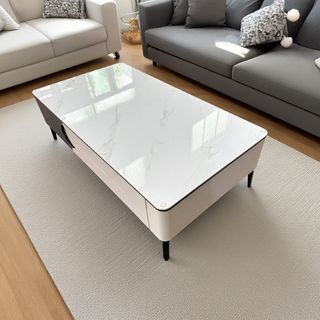 DELICATO โต๊ะกลางหน้าท็อปหินอ่อน รุ่น NOVA ขนาด 130x70x42 ซม. สีดำ-เทา