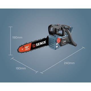 SENIX เลื่อยโซ่ไร้สายBrushless ขนาด10นิ้ว 20V(Max) มอเตอร์ รุ่นCSX2-M1-EU สีน้ำเงินดำ (พร้อมแบตเตอรี่4.0Ah 1ก้อนและแท่นชาร์ต1อัน)