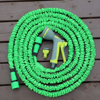 Tree’O Plus ชุดสายยางยืดหดพร้อมปืนฉีดน้ำปรับหัวได้8รูปแบบ รุ่นDYWGH5115 ขนาด5/16” ยาว15เมตร สีเขียวเทา