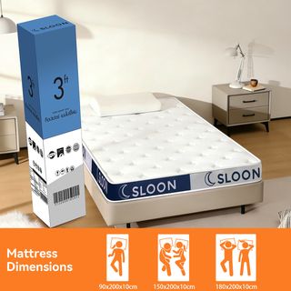 SLOON ท็อปเปอร์ เมมโมรี่โฟม รุ่น Moon ความหนา 4 นิ้ว ขนาด 90x200x10 ซม. (3ฟุต) สีขาว