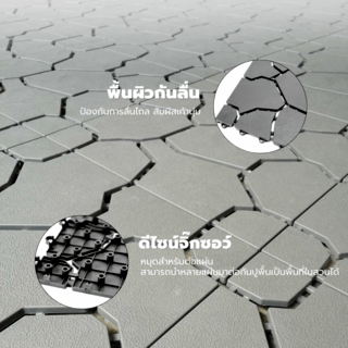 Primo แผ่นกันลื่น PVC ลายหินใหญ่ (4ชิ้น/แพ๊ค) รุ่น Mountain BYF001-GY ขนาด 30×30 ซม. สีเทา