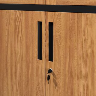 SMITH  ตู้เก็บเอกสารแบบกระจกและทึบบานเปิด รุ่น Archie-02 ขนาด 40x90x185ซม.  สีไม้-ดำ