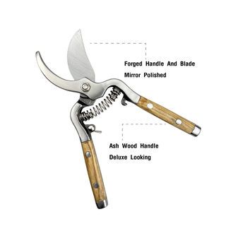 Tree O กรรไกรตัดกิ่งสแตนเลสด้ามไม้ รุ่นGP2124ขนาด10นิ้ว สีไม้