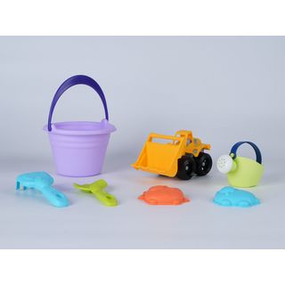 TOYS ของเล่นชุดรถแบคโฮชายหาดและอุปกรณ์ 7 ชิ้น รุ่น HG-1229 ขนาด 18x17x22 ซม. คละสี