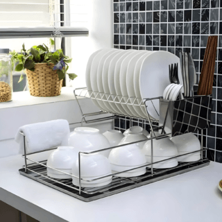 CLOSE ที่คว่ำจาน 2 ชั้น 47X33X22.5 ซม. MIRIN สีเงิน