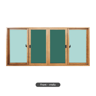 WELLINGTAN หน้าต่างอลูมิเนียมบานเลื่อน N-AWG2411-4P 240x110CM สีไม้ พร้อมมุ้ง