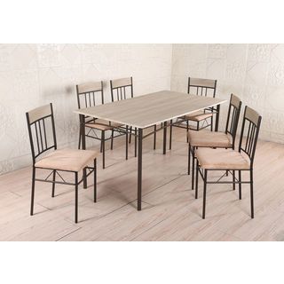 DELICATO ชุดโต๊ะอาหาร 6 ที่นั่ง รุ่น BROWN โต๊ะ : 140X80X75 ซม. เก้าอี้ : 38X42X85 ซม. สีน้ำตาลอ่อน