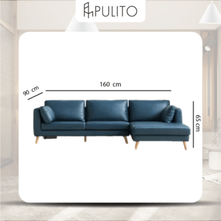 PULITO โซฟาหนัง PU L-SHAPE เข้ามุมซ้าย ECSTATIC BJS942 สีน้ำเงิน