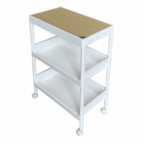 GOME ชั้นวางพลาสติกท็อปไม้ 3 ชั้น รุ่น GD615WH ขนาด 40X26X61.5 CM. สีขาว