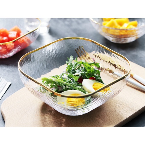 ADAMAS ถ้วยแก้วทรงเหลี่ยมขอบทอง 4นิ้ว JORINA-G