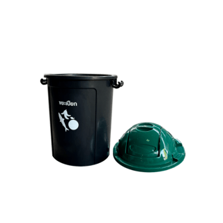 API ถังขยะกลม ฝาโดมสวิง 62L ขนาด 48x48x68cm. รุ่น #133 สีเขียว