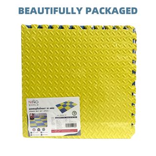 NINO WORLD ชุดแผ่นปูพื้นจิ๊กซอว์แบบหนา (4 แผ่น) PDS04-BY ขนาด 60x60x2 cm. Blue-Yellow