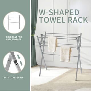 SAKU ราวพาดผ้าอลูมิเนียม พับได้ 6 เส้น  รุ่น DY1239 ขนาด 42.7x78.30x82.25 ซม. สีเงิน