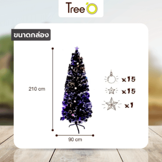Tree’O ชุดต้นคริสต์มาส พร้อมไฟตกแต่งและของประดับ รุ่นCT008 ขนาด90×90×210 ซม. สีเขียว