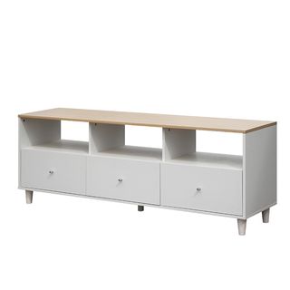 DELICATO ชั้นวางทีวี รุ่นบรูกลิน ขนาด152.6x39x56 ซม. สีบีช-ขาว