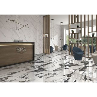 La Arezza กระเบื้องพอร์ซเลน 60x60 ซม. Marbla แพนด้า ไวท์ P6050 Polished Glazed Tile (4P) Random