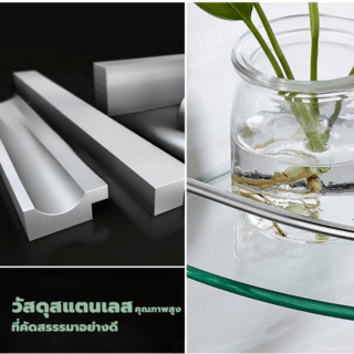Verno ชั้นวางกระจกเข้ามุม 2ชั้น ขอบสแตนเลส 304 รุ่น PQS-8802-A ขนาด 33x23.5x30 ซม.