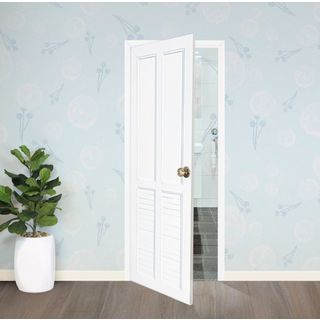 WELLINGTAN ประตู UPVC พร้อมวงกบ รุ่น BT-002 ขนาด 70x200 ซม. สีขาว (ไม่เจาะลูกบิด)