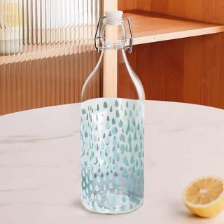 AILO ขวดแก้วมีจุกล็อก ลายหยดน้ำ 1 ลิตร BOCAN