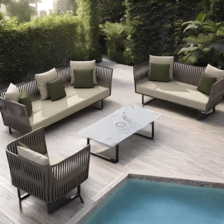 SUMMER SET โซฟา outdoor อลูมิเนียม 2 ที่นั่ง  Tao ขนาด 186x72x69 ซม. สีเบจ