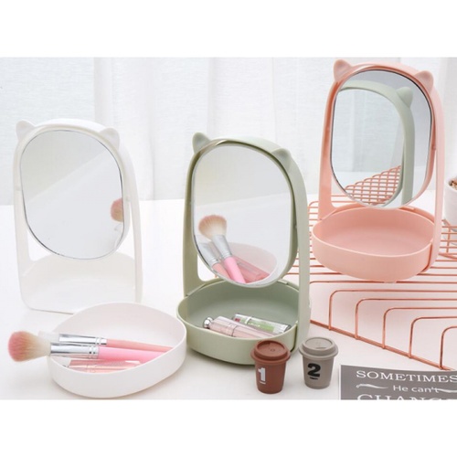 USUPSO กระจกตั้งโต๊ะพร้อมช่องเก็บของสไตล์ญี่ปุ่น ขนาด 21.5x13.5x9.5 (#AB)