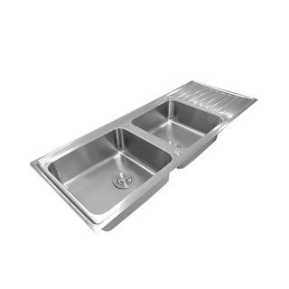 CLOSE อ่างล้างจาน 2 หลุมมีที่พัก SUS304  ขนาด 130X50X19 ซม. SPACE