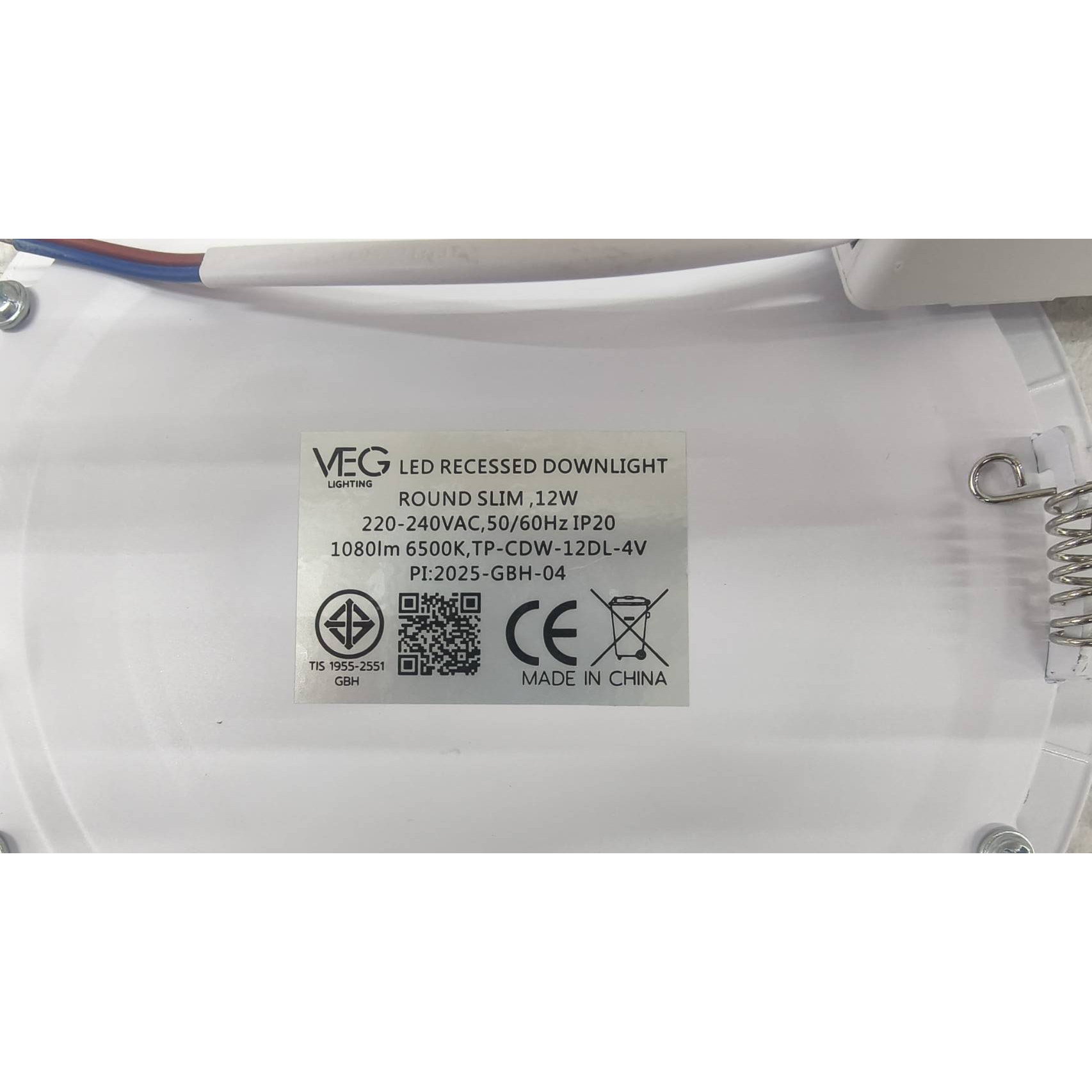 V.E.G.lighting ดาวน์ไลท์ LED แบบฝังหน้ากลม 6 นิ้ว 12W รุ่นTP-CDW-12DL-4V แสงเดย์ไลท์ (แพ็ก 4 ชิ้น)