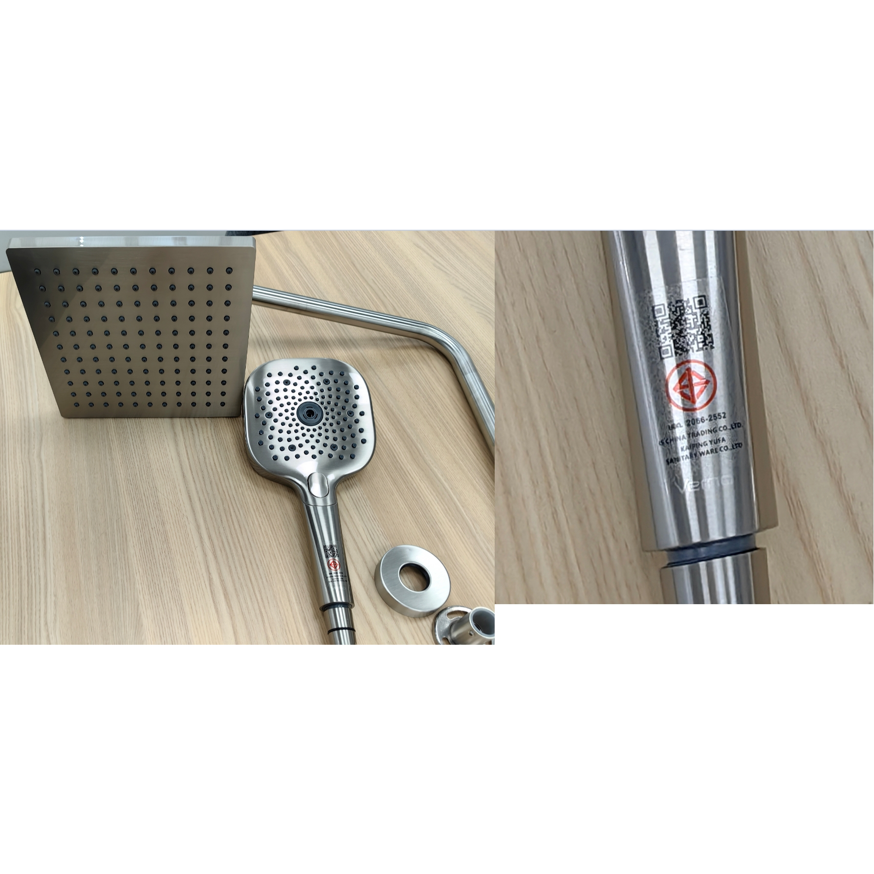 Verno ชุดฝักบัวเรนชาวเวอร์สเตนเลส 304 หัวเหลี่ยม 3 ระบบ รุ่น Aqua-HL02 ขนาด 30x36x115 ซม. สีเงินแฮร์ไลน์