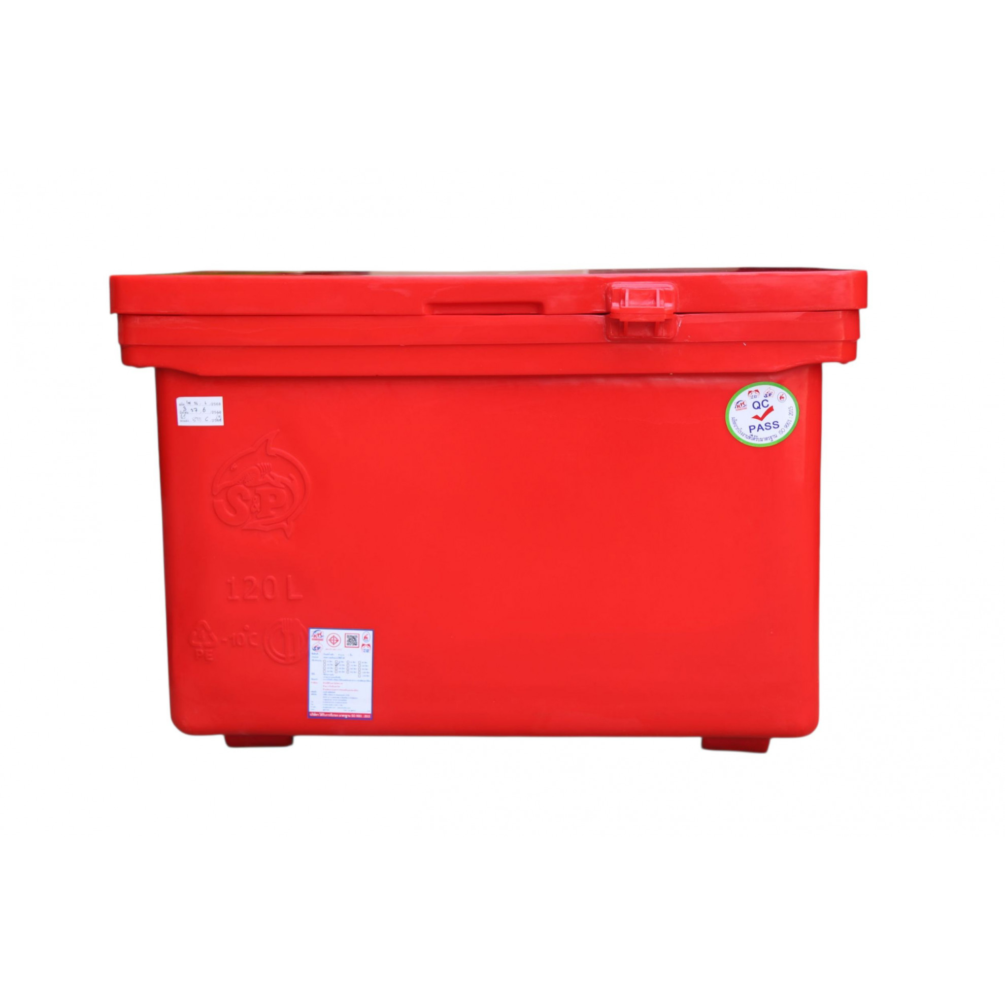 S&P ถังแช่ ขาสูง บานพับมือจับ 120 ลิตร สีแดง