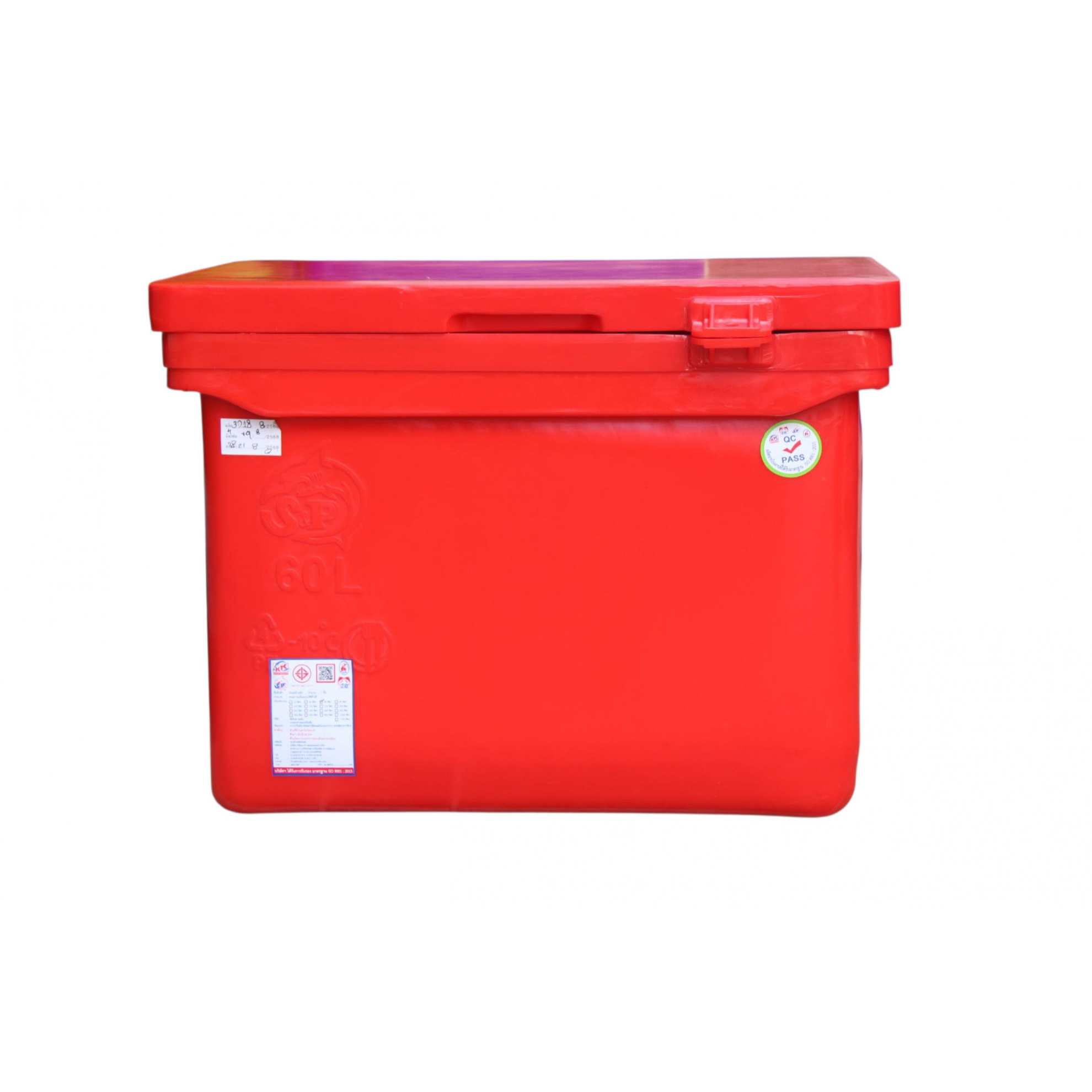 S&P ถังแช่ ขาต่ำ บานพับมือจับ 60 ลิตร สีแดง