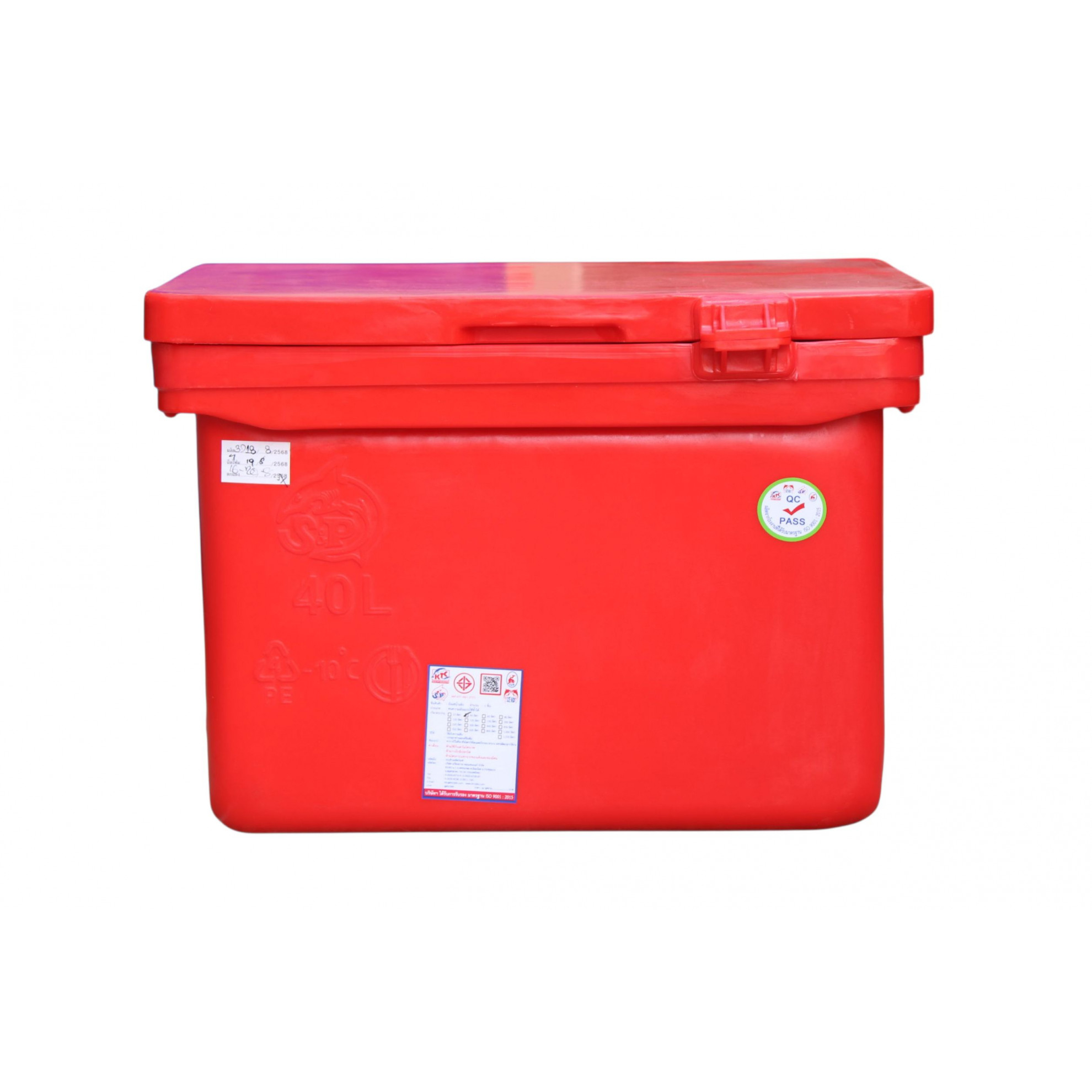 S&P ถังแช่ ขาต่ำ บานพับมือจับ 40 ลิตร สีแดง